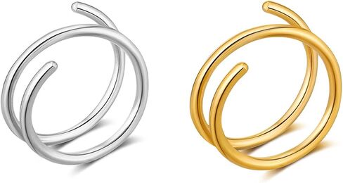 Double Nose Hoop Ring for Single Piercing Nose Hoop, Twist Nose Ring Hoop For Women, Nostril Piercing Jewelry in Kuwait