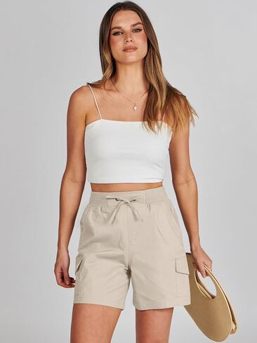 ANRABESS شورت صيفي نسائي 2025 أنيق غير رسمي للتنزه سيرًا على الأقدام ملابس عصرية للخروج 6 جيوب in Kuwait