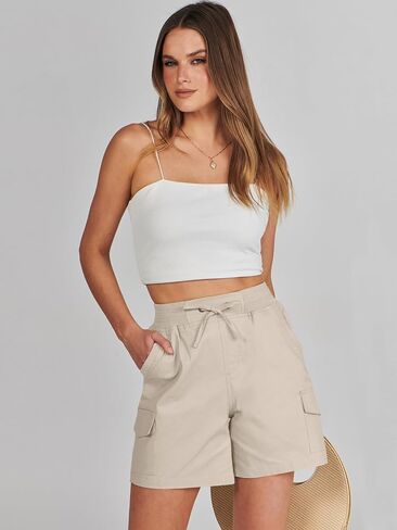 ANRABESS شورت صيفي نسائي 2025 أنيق غير رسمي للتنزه سيرًا على الأقدام ملابس عصرية للخروج 6 جيوب in Kuwait