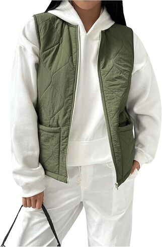 SOLY HUX Women's Zip Up Fleece Outerwear Vest Sleeveless Winter Coats with Pocket in Saudi Arabia