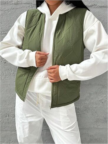 SOLY HUX Women's Zip Up Fleece Outerwear Vest Sleeveless Winter Coats with Pocket in Saudi Arabia