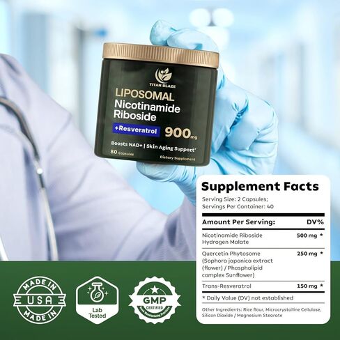 NAD+ Nicotinamide Riboside with Resveratrol & Quercetin NMN Alternative – Premium Anti-Aging Supplement for Energy, Focus, and Cellular Support – 80 High-Purity Capsules 900mg in Saudi Arabia