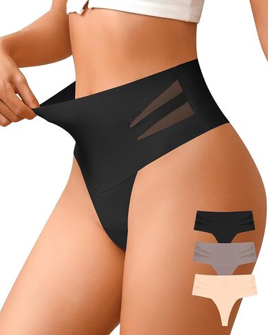 ASIMOON سيور عالية الخصر للنساء بدون خياطة للسيدات بدون عرض ملابس داخلية مثيرة قابلة للتمدد 3 عبوات in Kuwait