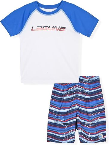 LAGUNA Boys Rash Guard Swimwear Set UPF 50+ Sun Protection 2 Piece Swim Set Trunks and Shirt Bathing Suit in Kuwait