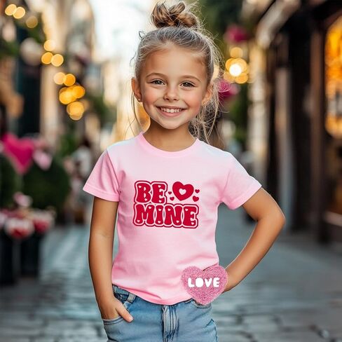 Toddler Girls Valentine's Day Shirt Cute Love Heart T-Shirts Kids Valentine's Day Shirts 2-10 Years in Saudi Arabia
