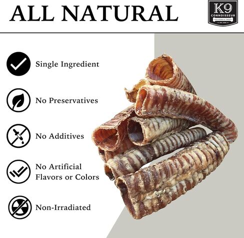 K9 Connoisseur Beef Trachea Dog يمضغ علاج الكلب المكون الواحد، القصبة الهوائية البقري للكلاب المصنوعة في الولايات المتحدة الأمريكية، يعامل الكلب مكون واحد وجميع مضغ الكلاب الطبيعية، يعامل الجلوكوزامين الكوندرويتين للكلاب (7 × 7 بوصة) in Saudi Arabia
