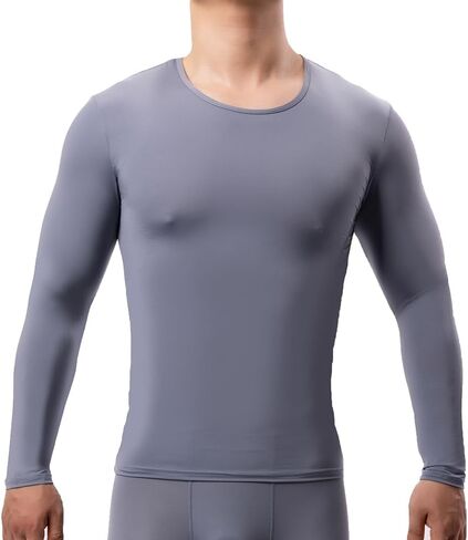 Men's Sheer Undershirt Underwear Long Sleeve T-Shirt Sleepwear Slim Fit Elastic Tops Shirts in Saudi Arabia
