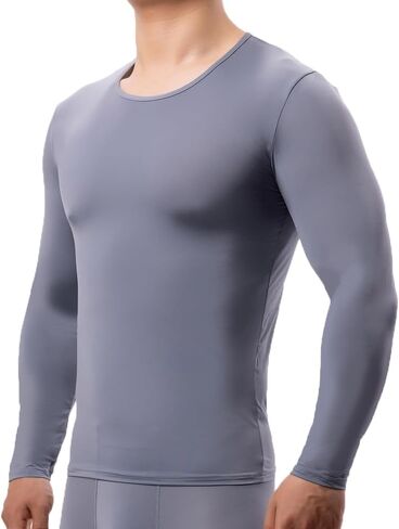 Men's Sheer Undershirt Underwear Long Sleeve T-Shirt Sleepwear Slim Fit Elastic Tops Shirts in Saudi Arabia
