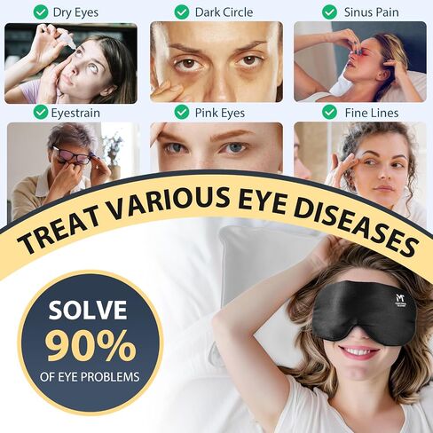 Silk Cordless Heated Eye Mask, Washable Heat Eye Compress for Dry Eye Electric Eye Heating Pad Warm Eye Mask for Eye Fatigue Stye Sinus Blepharitis MGD Gifts for Men Women - MerSun in Saudi Arabia