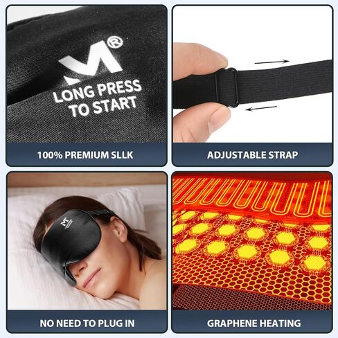 Silk Cordless Heated Eye Mask, Washable Heat Eye Compress for Dry Eye Electric Eye Heating Pad Warm Eye Mask for Eye Fatigue Stye Sinus Blepharitis MGD Gifts for Men Women - MerSun in Saudi Arabia