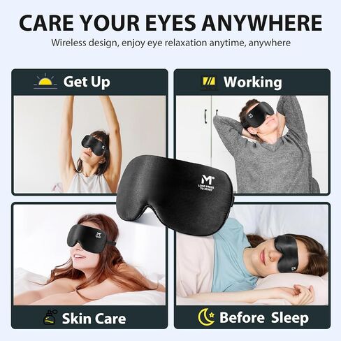 Silk Cordless Heated Eye Mask, Washable Heat Eye Compress for Dry Eye Electric Eye Heating Pad Warm Eye Mask for Eye Fatigue Stye Sinus Blepharitis MGD Gifts for Men Women - MerSun in Saudi Arabia