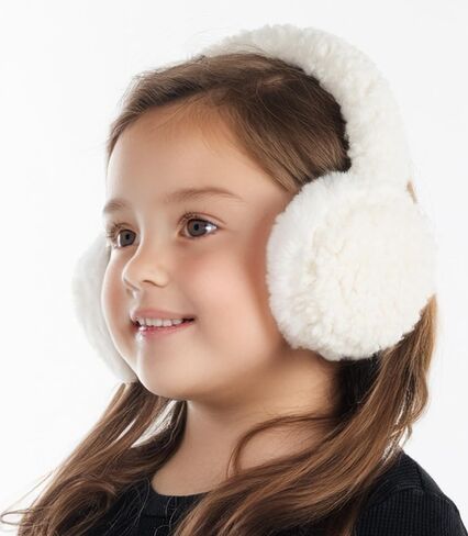 Funky Junque Winter Ear Muffs for Kids Girl Boy Fuzzy Cozy Warm Earmuffs Adjustable Cold Weather Ear Warmer Ages 4-12 in Kuwait