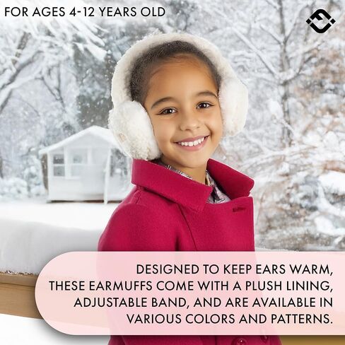 Funky Junque Winter Ear Muffs for Kids Girl Boy Fuzzy Cozy Warm Earmuffs Adjustable Cold Weather Ear Warmer Ages 4-12 in Kuwait