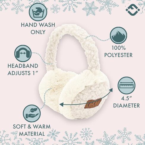 Funky Junque Winter Ear Muffs for Kids Girl Boy Fuzzy Cozy Warm Earmuffs Adjustable Cold Weather Ear Warmer Ages 4-12 in Kuwait