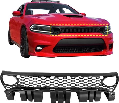68417502AA مجموعة الشبكة العلوية الأمامية المتوافقة مع دودج تشارجر SRT Scat Pack R/T Daytona GT SXT SE Pursuit 2015-2023 شبكة أمامية علوية مع إطارين جانبيين in Saudi Arabia