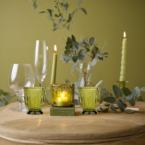 Koyal Wholesale Jewel Tone Votive Vintage Glass Candle Holders, 6-Pack, Multicolor Jewel Candle Set of Votives in Saudi Arabia