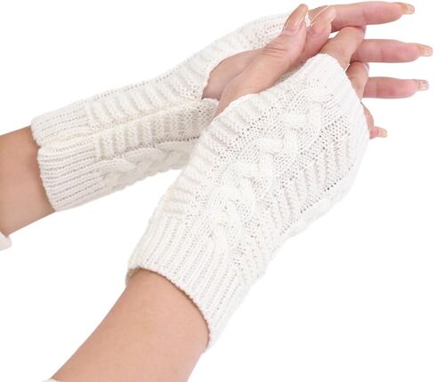 Knitted Fingerless Gloves for Women Men Stretchy Cable Knit Cold Weather Mittens Half Finger Gloves Wrist Warmers in Saudi Arabia