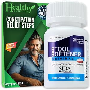 SDA Labs منعم البراز دوكوسات الصوديوم 100 مجم 100 كبسولة هلامية وأحجام حيوية بطاقة نصائح للإمساك | باقة in Kuwait