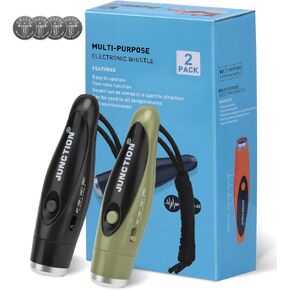 Electronic Whistles 2 Pack, Handheld 3 Tones High Volume Electric Whistles with Lanyard for Teacher, Coaches, Referees, Training Whistle, Loudest Outdoor Emergency Whistle, Sports Whistle Gifts in Kuwait