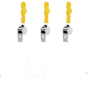Sporting Goods Stainless Steel Whistle with Lanyard, Whistle for Coaches, Referees, Training Crisp Sound Whistle with Lanyard for School Sports, Soccer, Football, Basketball, 3 Packs Whistle for Kids