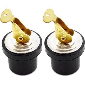 MARINE CITY Brass Boat Plug Bait Well Plug Boat Live Well Plug Snap Lock Boat Drain Plug 7/8 Inches for Marines – Ships – Kayaks – Yachts (Pack of 2)