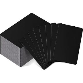 Patelai Blank Metal Business Cards Thickness 0.8 mm Metal Laser Engraving Cards for House Office Customer DIY Gift Plate Invitations, 86 x 54 Mm, Black(50 Pcs)