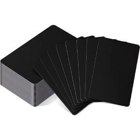 Patelai Blank Metal Business Cards Thickness 0.8 mm Metal Laser Engraving Cards for House Office Customer DIY Gift Plate Invitations, 86 x 54 Mm, Black(50 Pcs)