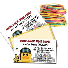 Duck Tags - You've Been Ducked Card, 50 Pack, 2 x 3.5" Business Card Size, Duck Ducking Game Card, Color earth design,with Hole and Rope