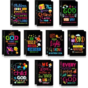 20Pcs Bible Verse Notepad for Kids Bulk Religious Inspirational Notebooks Mini Colorful Daily Prayer Faith Journals Christian Scripture Quotes Small Pocket Notepads for Sunday School Classroom Home