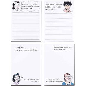 DUGUTUL 4 Funny Novelty Memo Pads,4 x 5.5 in(10x14cm),200 sheets,Coworker Gifts for Women,Funny Notepads for Office,Women Office Note Pad,Perfect Novelty gift for Boss,Coworker,Friend or Family(A)