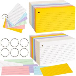 Index Cards, 600 PCS 3 x 5 Inch Colored Flash Cards with Ring, Lined Study Cards Flashcards Notecards for Studying, Learning, School, College