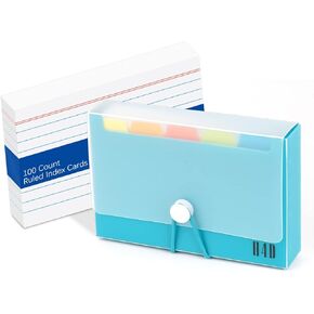 H4D 3x5 Index Card Case with 100 Heavyweight Ruled Index Cards and Dividers, Black