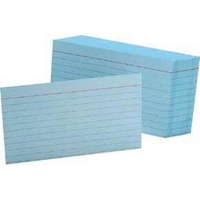 Oxford Ruled Color Index Cards, 3" x 5", Blue, 100 Per Pack (7321 BLU)