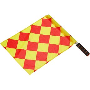 PATIKIL Referee Flag, Stainless Steel Pole Sponge Handle for Football Soccer Track and Field Sports Linesman Command Hand Signal, Diamond Checkered