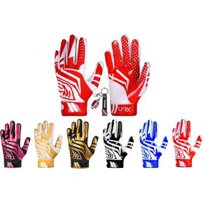 LYRX Professional Football Receiver Gloves with Optimal Silicone Palm Non-Slip Grip Control Ultra-Stick Sports Lightweight Glove and Precision Fit