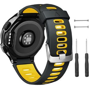 NotoCity Silicone Watch Band Replacement Solft Silicone Strap Compatible Forerunner 230/220/ 235/620/ 630/ 735XT/ Approach S20/ S5/ S6-Black Gray