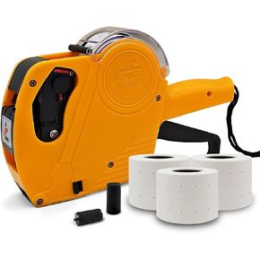 JayCo Pro 1 Line 8 Digits Price Tag Gun Kit - Includes 6,500 White Blank Labels and 1 Pre-Loaded Inker with 1 Ink Refill - for Grocery Store, Retail Shop, Garage Sale