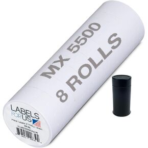MX 5500 Labels - 8,000 Labels Total - Green - Price Labels - Pack with 8 Rolls - Ink Roller Included - Made by Labels for Us
