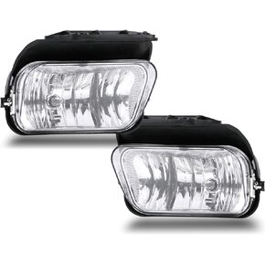 Nakuuly Fog Lights Compatible With 2003-2006 Chevy Silverado 1500 2500 3500 1500HD 2500HD 2007 Classic 02-06 Avalanche Driver and Passenger Side Fog Bumper Lamp Assembly with Bulbs Clear Lens