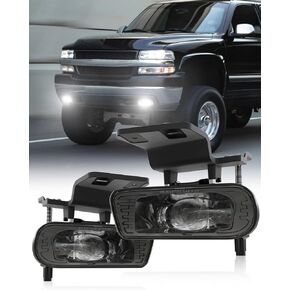 LED Fog Lights Replacement Fog Lamps Driving lights Compatible with Chevy Silverado 1999-2002, Suburban 2000-2006, Tahoe 2000-2006 DOT Approved Clear Lens - Black