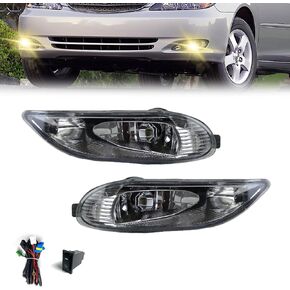 Driving Fog Lights Compatible with Toyota Camry 2002-2004/ Corolla 2005-2008/ Solara 2002-2003 Bumper Fog Lamps with Halogen Bulb & Switch and Wiring Kit (Clear Lens) (FBA)