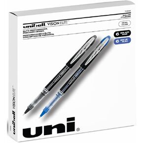 uni-ball Uniball Vision Elite Pens - 0.5mm Fine Point Micro Tip - 6 Black & 6 Blue Ink Pens (Total of 12) - Smooth-Flowing Ink - Fraud, Fading, and Water Protection vision elite Pens Black & Blue
