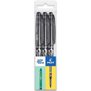 Pilot Frixion Heat/Friction Erasable Rollerball Pen FR7 - Medium Line 0.7mm Tip Nib - Wallet Pack of 3 (Black)