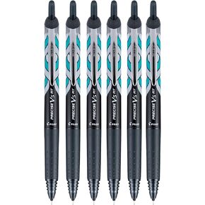 PILOT Precise V5 RT Deco Collection Refillable & Retractable Liquid Ink Rolling Ball Pens, Extra Fine Point (0.5mm) Black Ink, 6 Pack