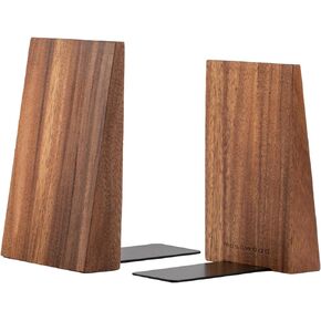 Muso Wood Book Ends, Thickened Wooden Bookends for Heavy Books, Creative Decorative Bookends for Shelves, Non-Skid Book Ends, Handmade Acacia Wood Bookends