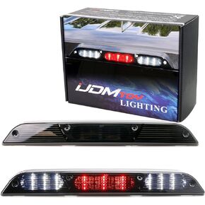 iJDMTOY Smoke Lens w/Chrome Reflector Full LED High Mount Third Brake Lamp w/ F1 Strobe Flash Feature Compatible with Ford 2015-2020 F-150, 2017-up F-250 F-350, 2019-up Ranger, 2022-up Maverick