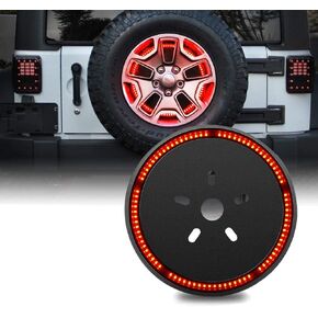 Spare Tire Brake Light 3rd Third Brake Light Rear Wheel Lights Tail Light LED Ring Red Light for Jeep Wrangler JK 2007-2018 2018-2019 1987-2021 JKU JLU