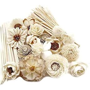 Aroma Set, 10 Mixed Difference Flowers Diffuser Sesbania Wood with 20 Grams Reed Diffuser Sesame Wood and 20 Reed Diffuser Rattan Wood, Rod and Branch Style, for Aroma Diffuser (FL52) in Kuwait