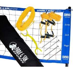 Park & Sun Sports Portable Outdoor Youth Volleyball Net System: Official USYVL with Adjustable Height Poles, Blue, One Size