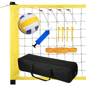 TOLEAD Portable Volleyball Net, Outdoor Volleyball Set with Height Adjustable Poles, Volleyball Ball, Pump, Boundary Line and Carrying Bag for Backyard Beach Pool